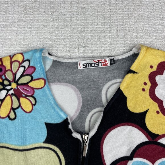 SMASH Vest Sweater Floral All over print Women Sz M Colorful print - Picture 6 of 16